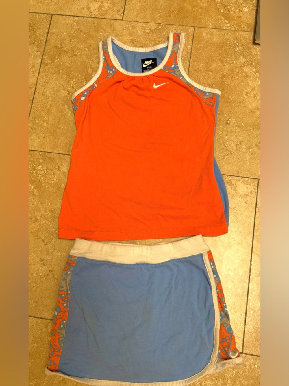 Nike Orange/blue size 6 tennis outfit (tank and skirt)